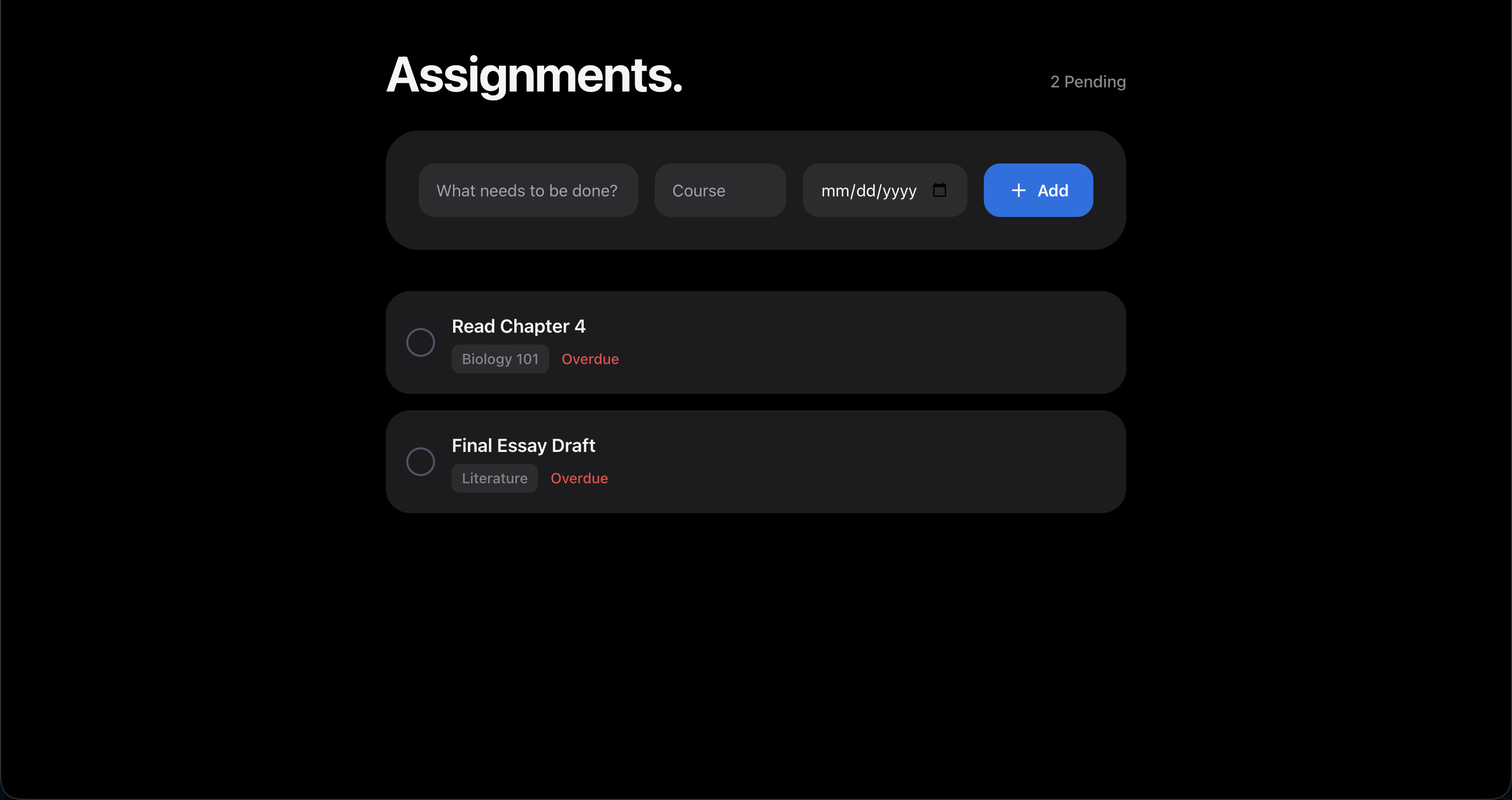 Assignments Preview